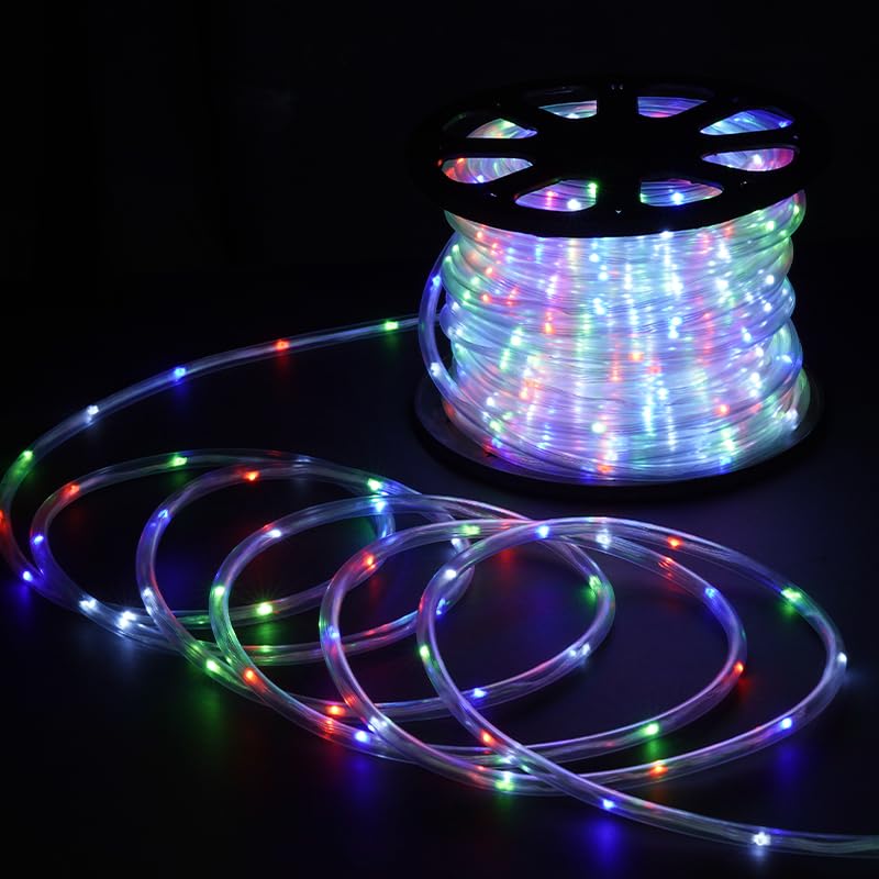 Outdoor Basic LED Rope Lights, Waterproof, 100Ft, Colorful, Flexible, 8 Modes, Connectable for Indoor/Outdoor Use